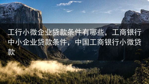 工行小微企业贷款条件有哪些，工商银行中小企业贷款条件，中国工商银行小微贷款