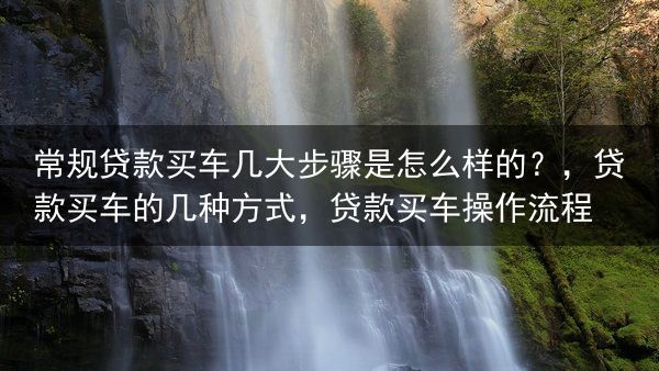 常规贷款买车几大步骤是怎么样的？，贷款买车的几种方式，贷款买车操作流程