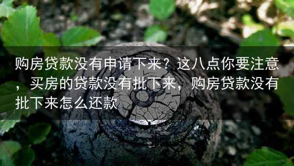购房贷款没有申请下来？这八点你要注意，买房的贷款没有批下来，购房贷款没有批下来怎么还款