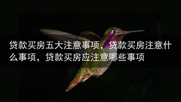 贷款买房五大注意事项，贷款买房注意什么事项，贷款买房应注意哪些事项