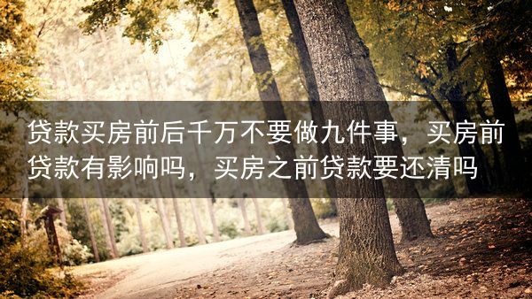 贷款买房前后千万不要做九件事，买房前贷款有影响吗，买房之前贷款要还清吗