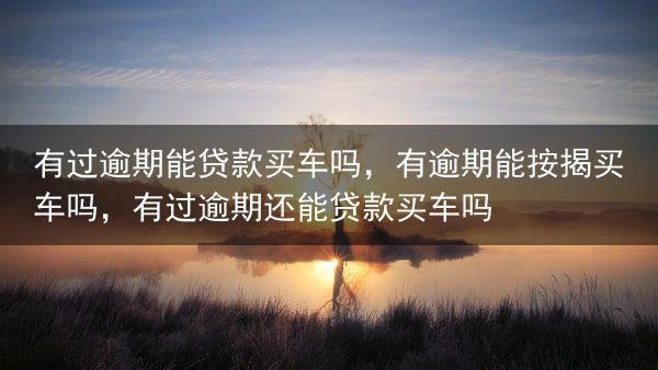 有过逾期能贷款买车吗，有逾期能按揭买车吗，有过逾期还能贷款买车吗