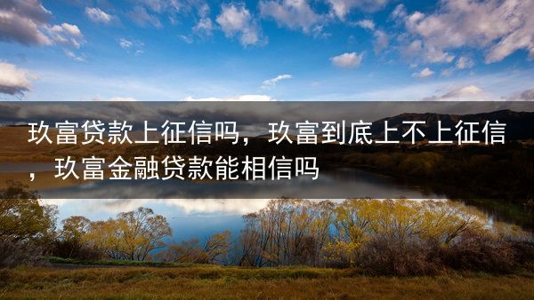 玖富贷款上征信吗