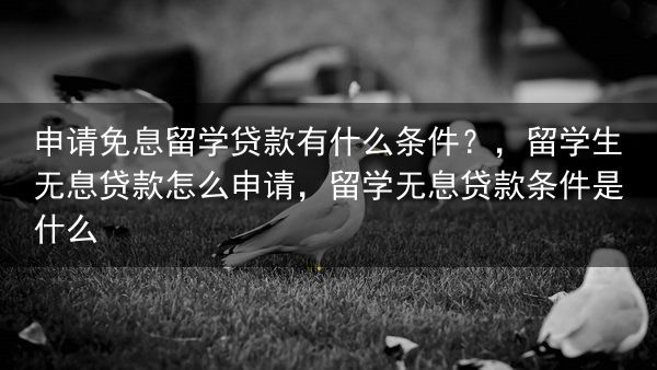 申请免息留学贷款有什么条件？，留学生无息贷款怎么申请，留学无息贷款条件是什么
