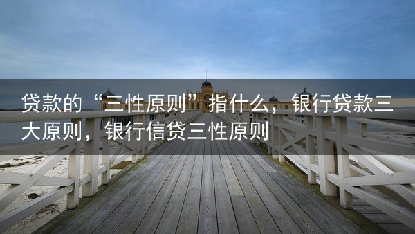 贷款的“三性原则”指什么，银行贷款三大原则，银行信贷三性原则