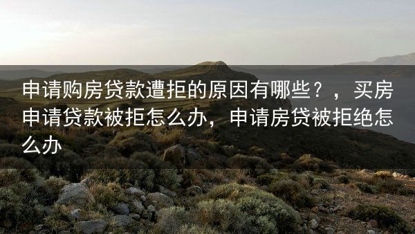 申请购房贷款遭拒的原因有哪些？，买房申请贷款被拒怎么办，申请房贷被拒绝怎么办