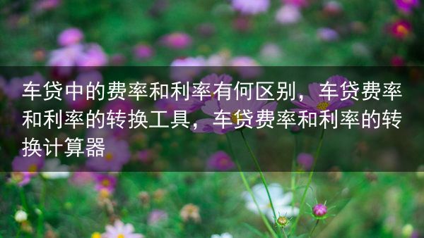 车贷中的费率和利率有何区别，车贷费率和利率的转换工具，车贷费率和利率的转换计算器