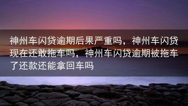 神州车闪贷逾期后果严重吗