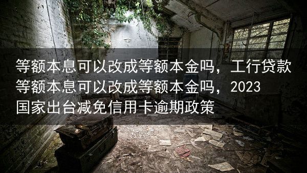 等额本息可以改成等额本金吗，工行贷款等额本息可以改成等额本金吗，2023国家出台减免信用卡逾期政策