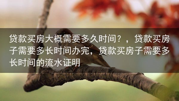 贷款买房大概需要多久时间？，贷款买房子需要多长时间办完，贷款买房子需要多长时间的流水证明