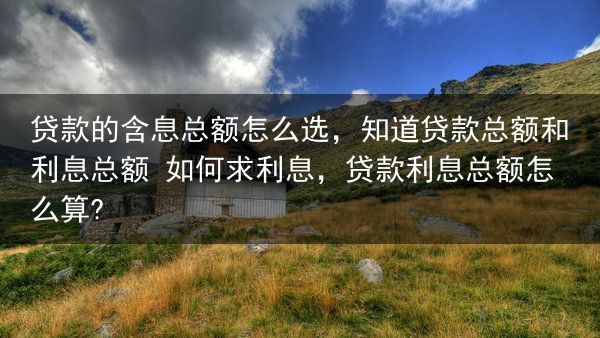 贷款的含息总额怎么选，知道贷款总额和利息总额 如何求利息，贷款利息总额怎么算?