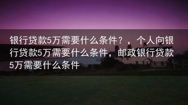 银行贷款5万需要什么条件？，个人向银行贷款5万需要什么条件，邮政银行贷款5万需要什么条件