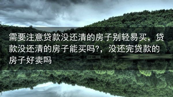 需要注意贷款没还清的房子别轻易买，贷款没还清的房子能买吗?，没还完贷款的房子好卖吗